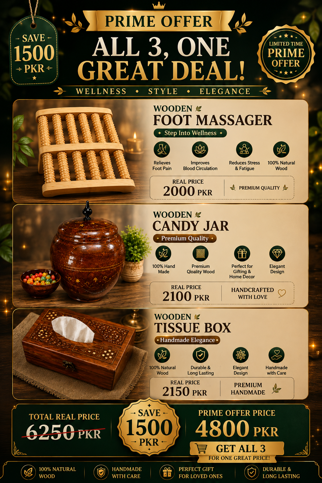 foot masager and candy jar and tissue cover
